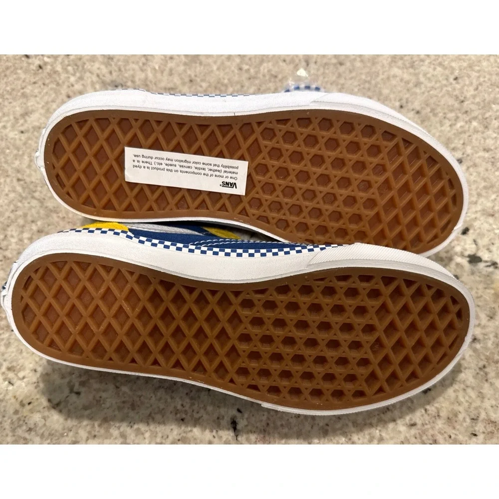 Vans off the wall Kids shoes Sneakers size 3.0 Blue Yellow White 721356‎